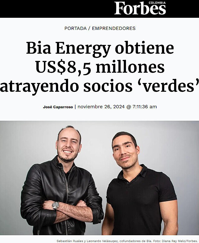 Bia Energy obtiene US$8,5 millones atrayendo socios verdes